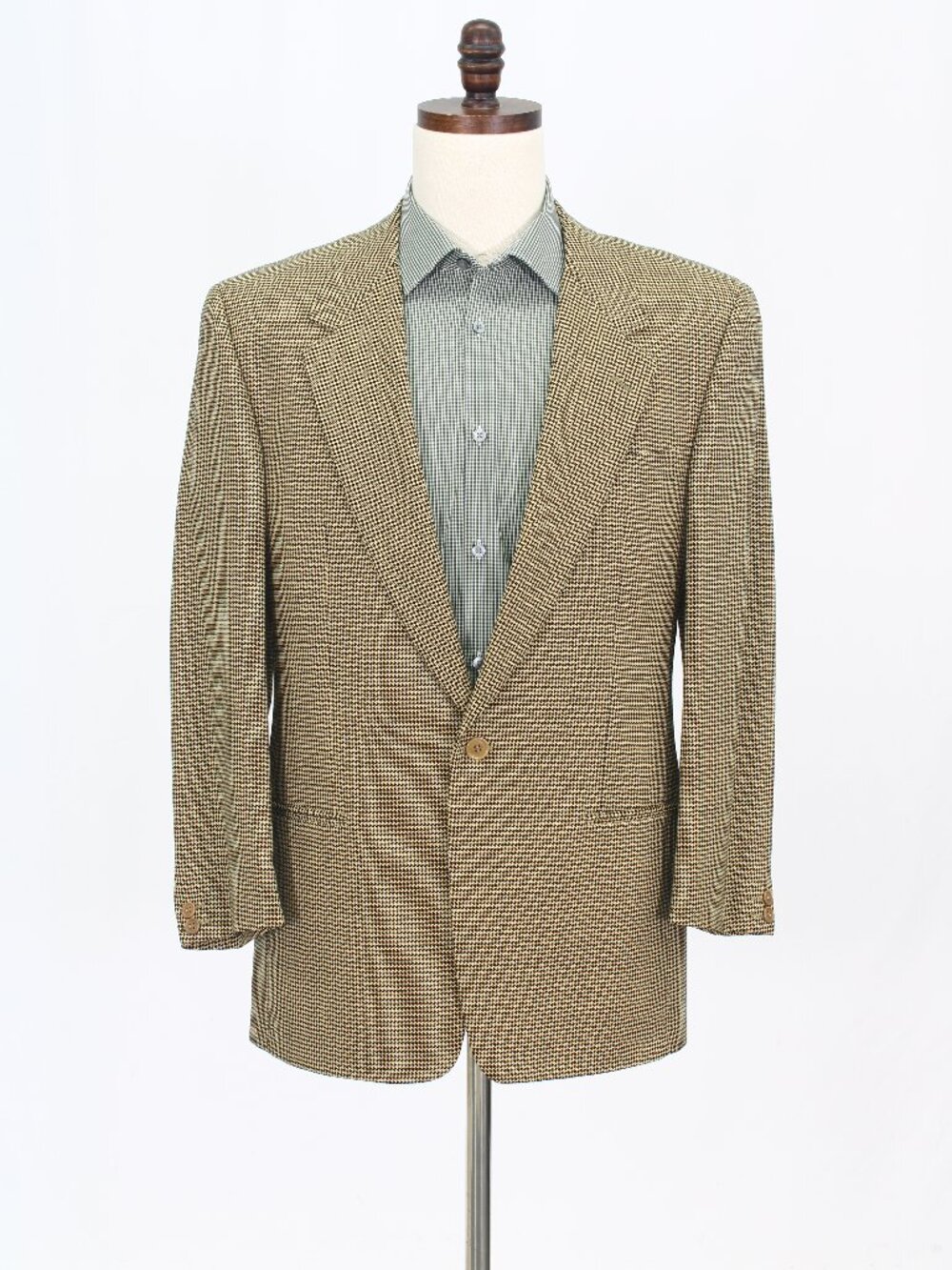 Ermenegildo Zegna 38S Beige Blazer Sport Coat Jacket 1-Button Houndstooth W704